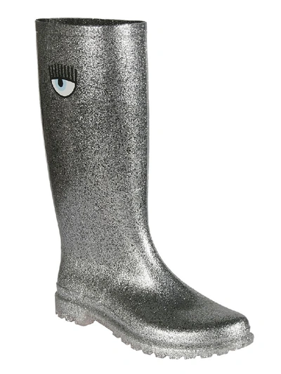 Shop Chiara Ferragni Glittered Wellington Boots In Silver