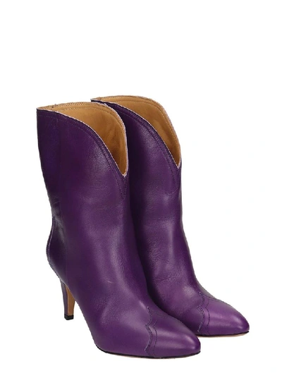 Shop Isabel Marant Dythey High Heels Ankle Boots In Viola Leather