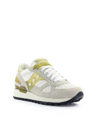 Shop Saucony Shadow White Gold Sneaker In White / Gold (white)
