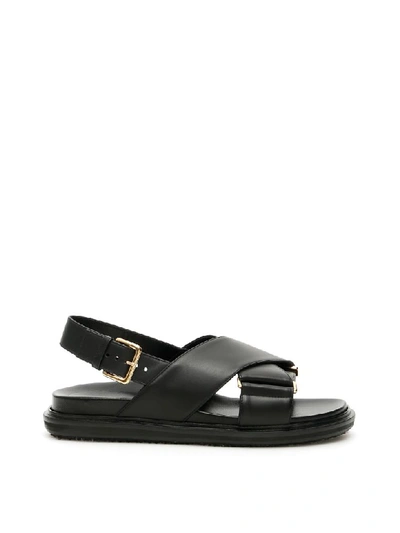 Shop Marni Fussbett Sandals In Black (black)