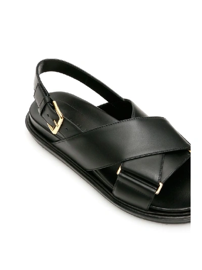 Shop Marni Fussbett Sandals In Black (black)