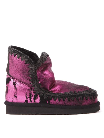Shop Mou Eskimo 18 Fuxia Metallic Leather Ankle Boots