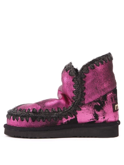 Shop Mou Eskimo 18 Fuxia Metallic Leather Ankle Boots