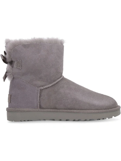 Shop Ugg Mini Bailey Bow Ii Ankle Boots In Grey