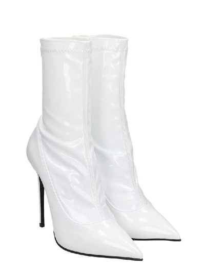 Shop Le Silla High Heels Ankle Boots In White Patent Leather