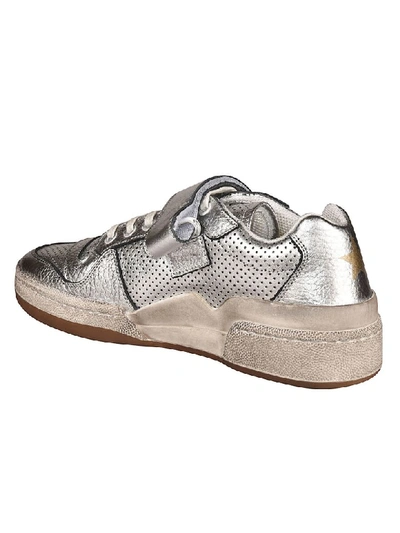 Shop Saint Laurent Perforated Low Top Sneakers In Argento
