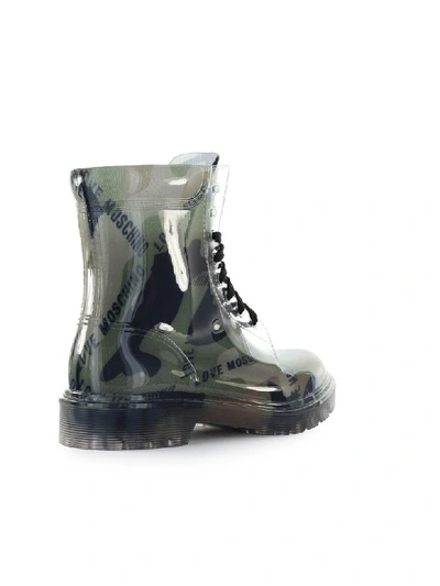 Shop Love Moschino Camouflage Rubber Ankle Boot In Camouflage (green)