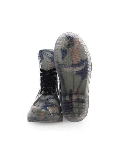 Shop Love Moschino Camouflage Rubber Ankle Boot In Camouflage (green)