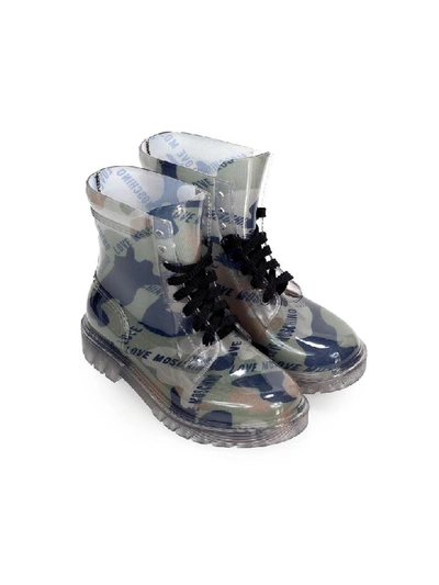 Shop Love Moschino Camouflage Rubber Ankle Boot In Camouflage (green)