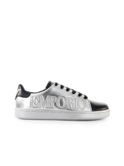 Emporio Armani Silver Black Sneaker | ModeSens