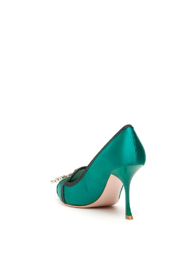 Shop Roger Vivier Broche Vivier Pumps In Granita (green)