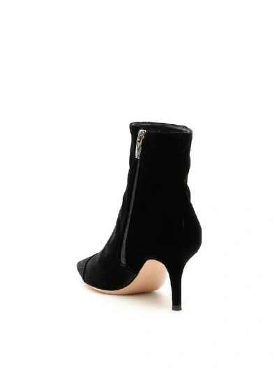 Shop Gianvito Rossi Crystal Velvet Booties In Black Crystal (black)