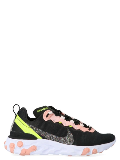 Nike React Element 55 Glittered Canvas And Faux Leather Sneakers In  Black,pink,yellow | ModeSens