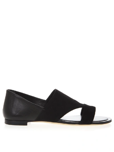 Shop Tod's Tods Black Leather & Suede Low Sandals