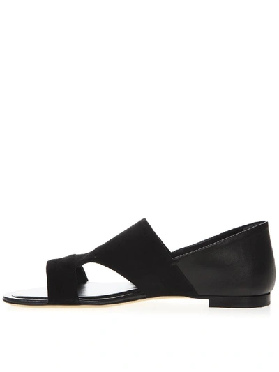 Shop Tod's Tods Black Leather & Suede Low Sandals