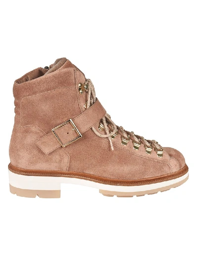 Shop Santoni Front Strap Laced-up Boots In Brown
