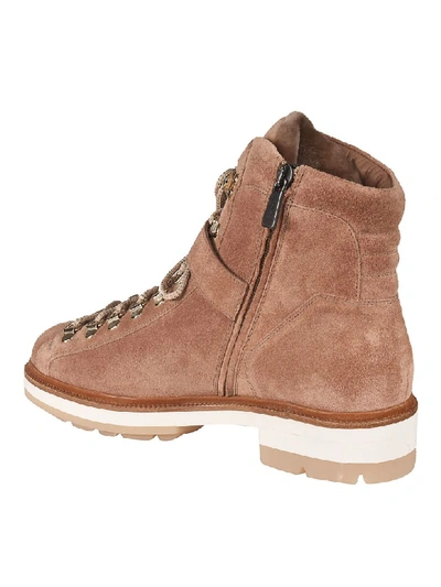 Shop Santoni Front Strap Laced-up Boots In Brown