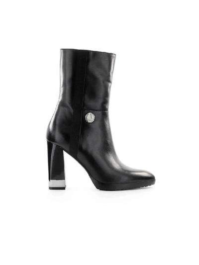 Shop Emporio Armani Black Leather Ankle Boot In Nero (black)