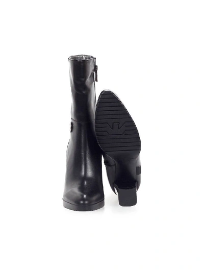 Shop Emporio Armani Black Leather Ankle Boot In Nero (black)