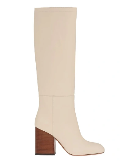 Shop Marni Leather Boots In Silk White