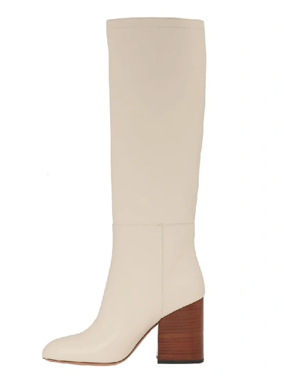 Shop Marni Leather Boots In Silk White