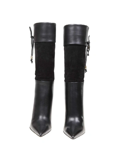 Shop Balmain Mina Boot In Leather And Suede Color Black In Noir