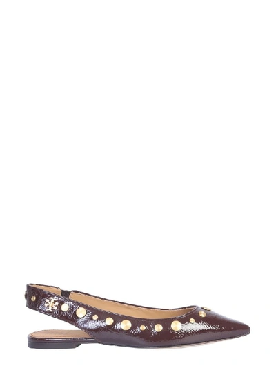 Shop Tory Burch Kira Stud Slingback Sandal In Marrone