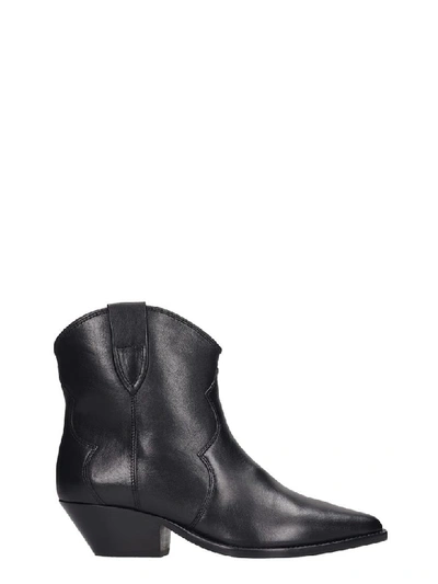 Shop Isabel Marant Dewina Texan Ankle Boots In Black Leather