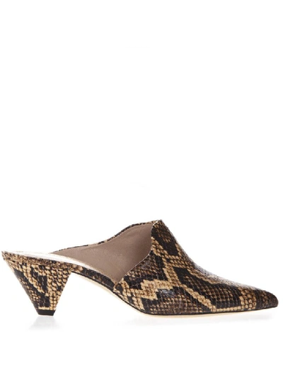 Shop Aldo Castagna Snake Leather Mules In Yellow Python