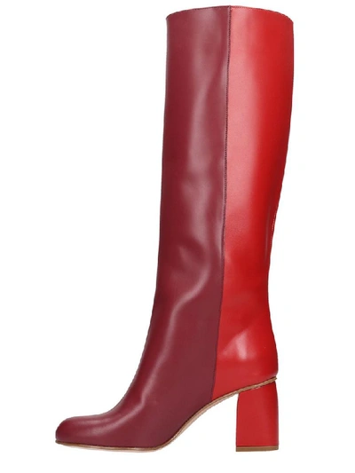 Shop Red Valentino High Heels Boots In Red Leather