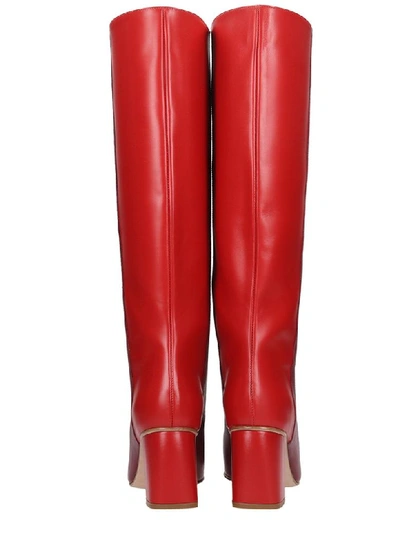 Shop Red Valentino High Heels Boots In Red Leather