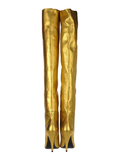 Shop Saint Laurent Metallic Leather Kiki Boots In Gold