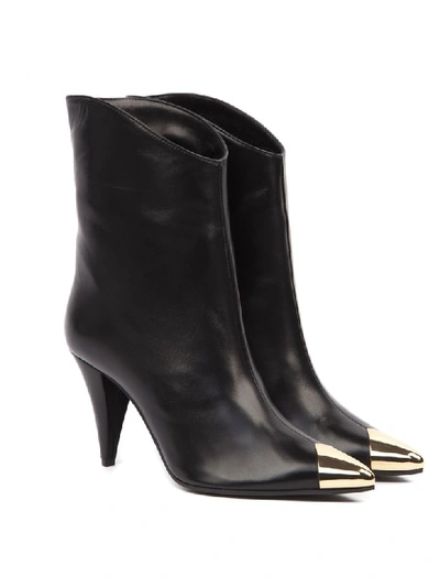 Shop Aldo Castagna Black Leather Boots With Metal Toe