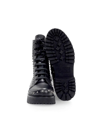 Shop Pinko Cingoli Black Leather Combat Boot In Black (black)