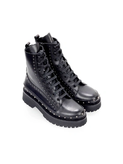 Shop Pinko Cingoli Black Leather Combat Boot In Black (black)