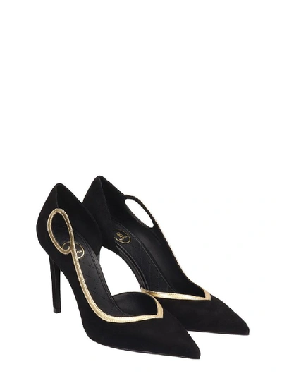 Shop Balmain Black Suede Leather Pumps