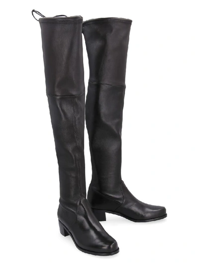 Shop Stuart Weitzman Midland Stretch Leather Over-the-knee Boots In Black