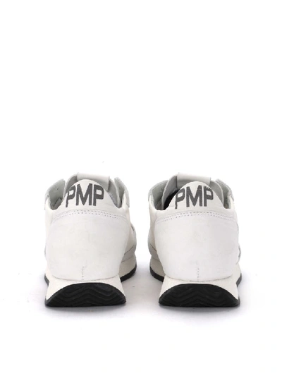 Shop Philippe Model Monaco Vintage White Fabric And Leather Sneaker In Bianco