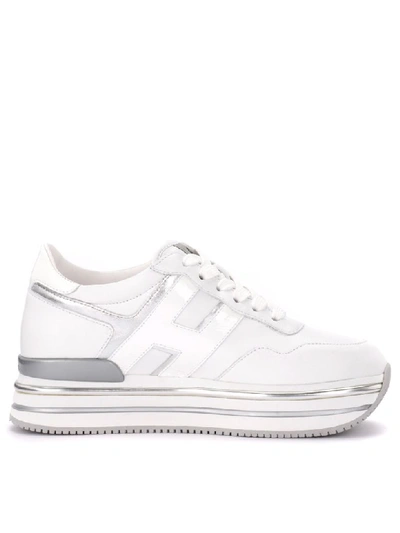 Shop Hogan H468 Sneaker In White And Silver Leather In Bianco