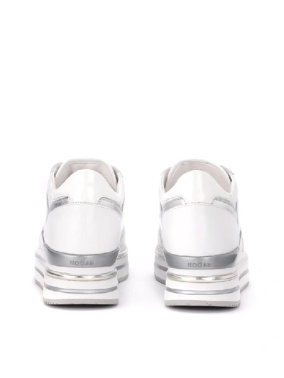 Shop Hogan H468 Sneaker In White And Silver Leather In Bianco