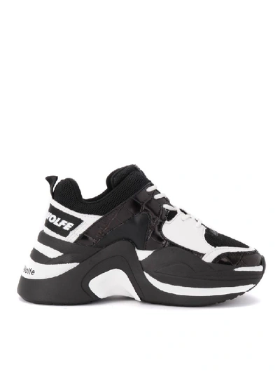 Shop Naked Wolfe Track Sneaker In Black And White Crocodile Print Leather In Nero