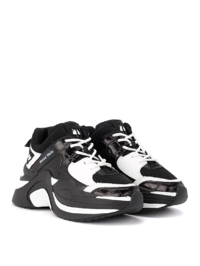 Shop Naked Wolfe Track Sneaker In Black And White Crocodile Print Leather In Nero