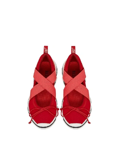 Shop Red Valentino Amarillo Nylon Criss Cross Sneakers