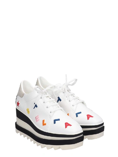Shop Stella Mccartney Elyse Monogramm Lace Up Shoes In White Faux Leather
