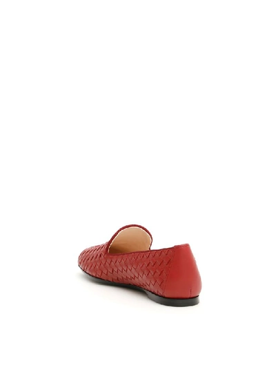 Shop Bottega Veneta Intrecciato Moccasins In Bacc.rose (red)