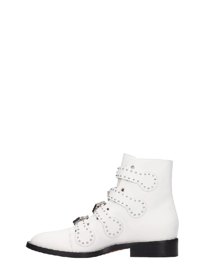 Shop Givenchy Elegant Fl Low Heels Ankle Boots In White Leather