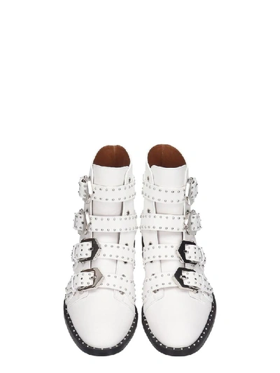 Shop Givenchy Elegant Fl Low Heels Ankle Boots In White Leather