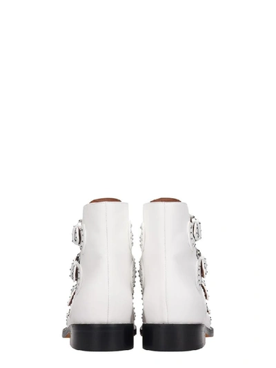 Shop Givenchy Elegant Fl Low Heels Ankle Boots In White Leather