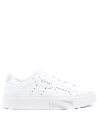 Shop Adidas Originals Sleek Super White Leather Sneakers