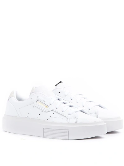 Shop Adidas Originals Sleek Super White Leather Sneakers